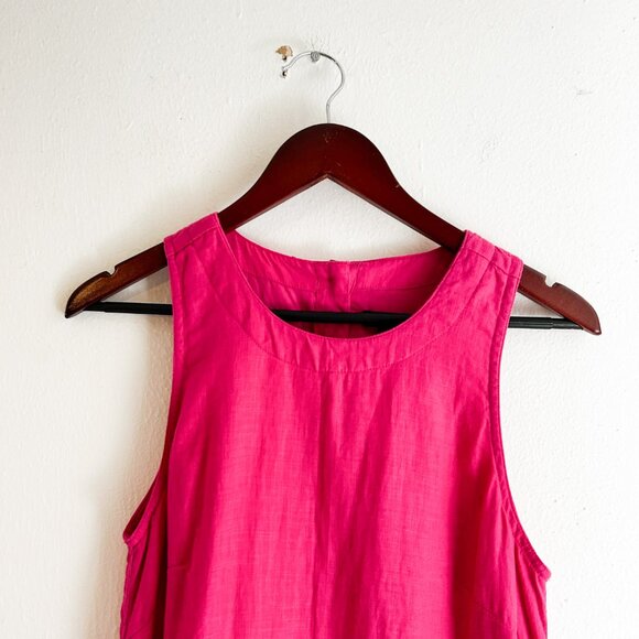 J. CREW Maxine Button Back Linen Shift Dress in Magenta/Pink - Picture 4 of 7